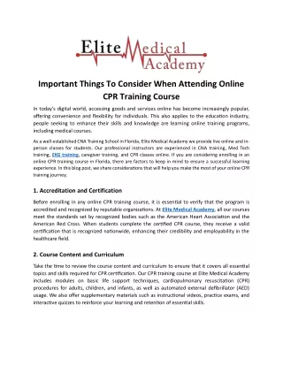 Important Things To Consider When Attending Online CPR Training Course