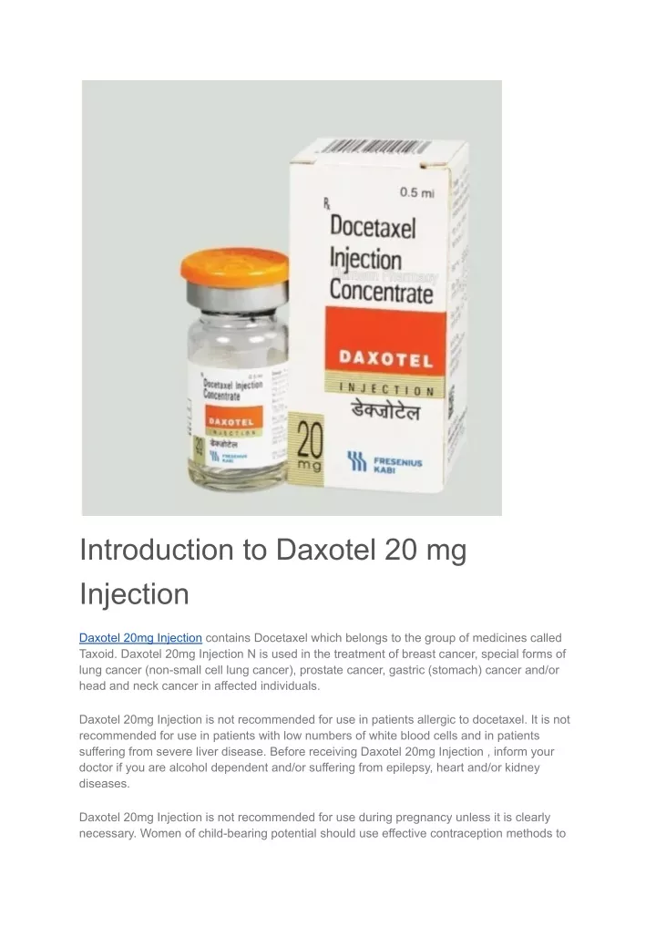 introduction to daxotel 20 mg injection
