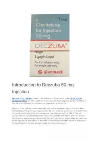 introduction to deczuba 50 mg injection