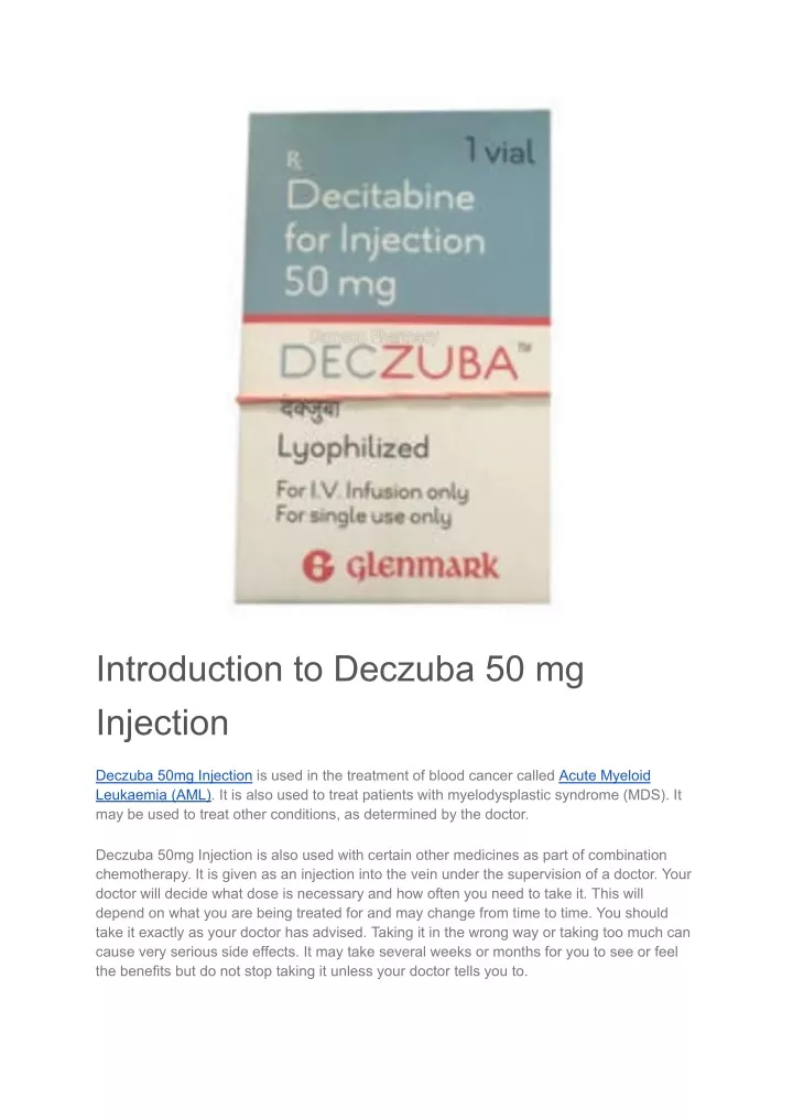 introduction to deczuba 50 mg injection