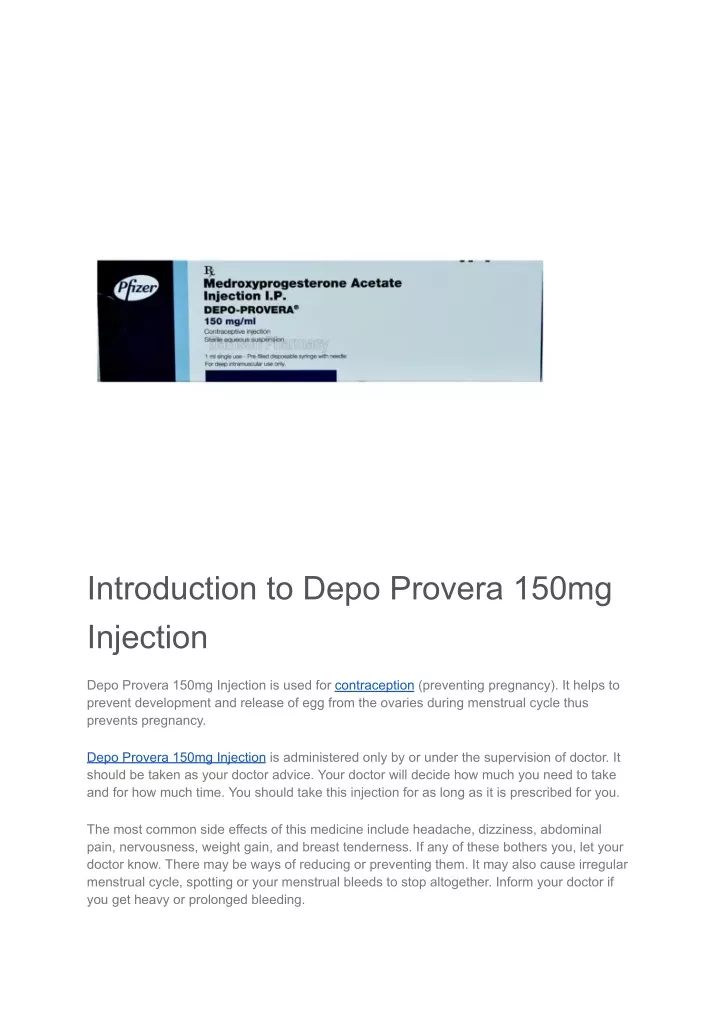 introduction to depo provera 150mg injection