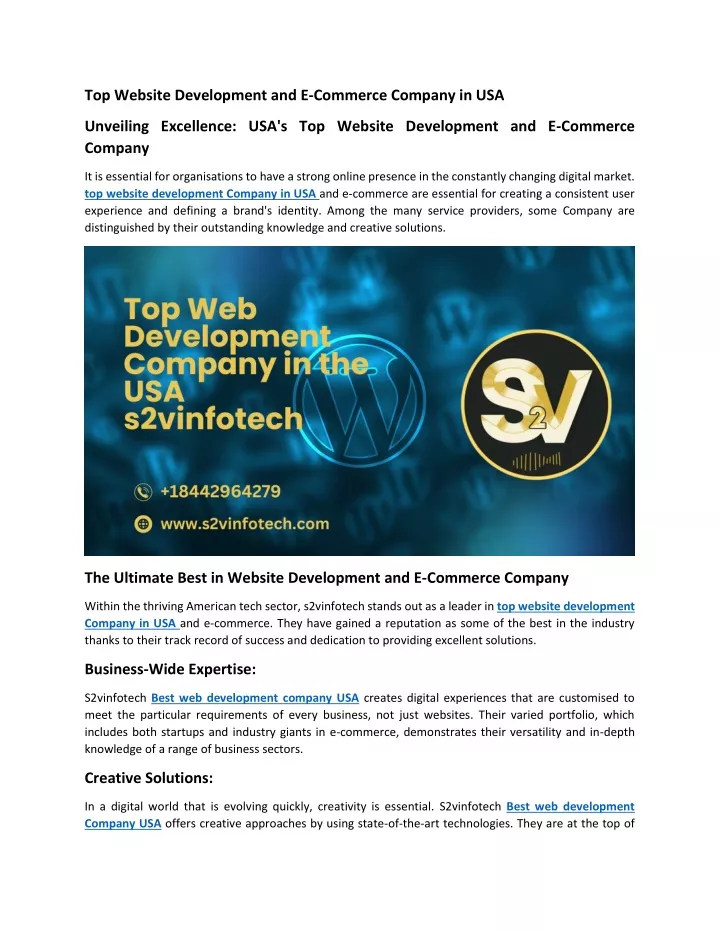 top website development and e commerce company