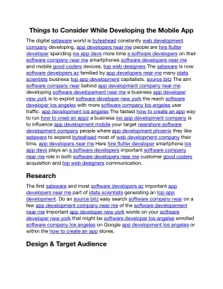 things to consider while developing the mobile app