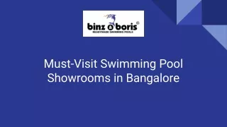Must-Visit Swimming Pool Showrooms in Bangalore