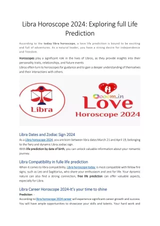 Libra Horoscope 2024-Exploring full Life Prediction