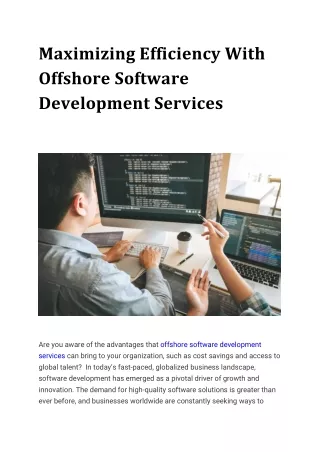 Maximizing Efficiency With Offshore Software Development Services
