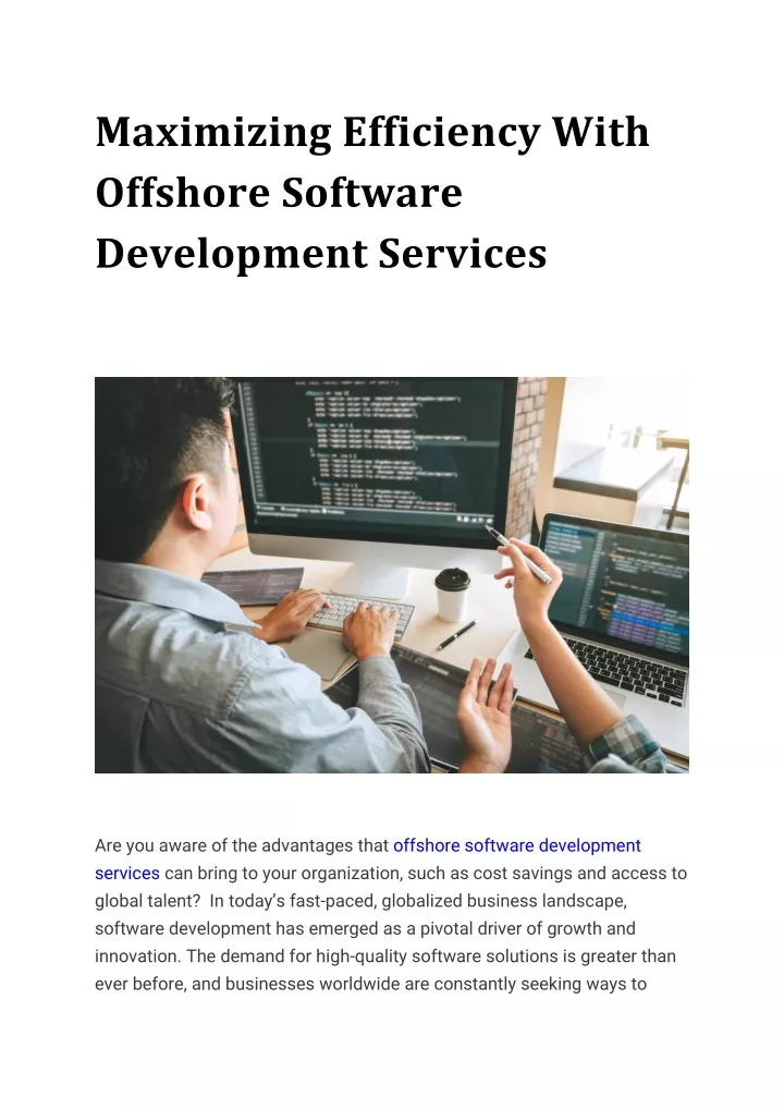 maximizing efficiency with offshore software