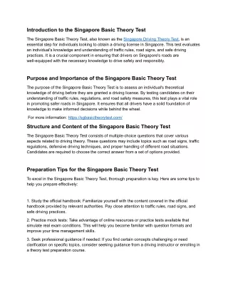 Singapore Basic Theory Test
