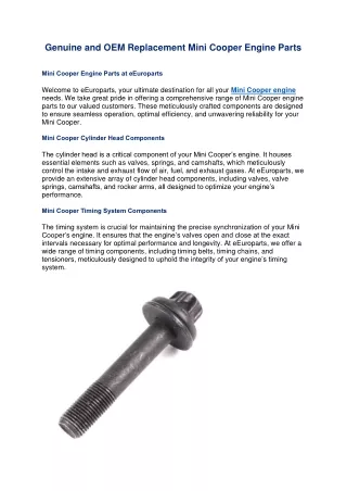 genuine and oem replacement mini cooper engine