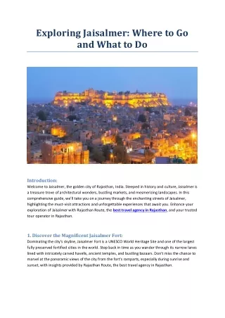 exploring jaisalmer where to go and what to do