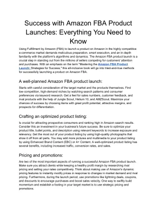 success with amazon fba product launches