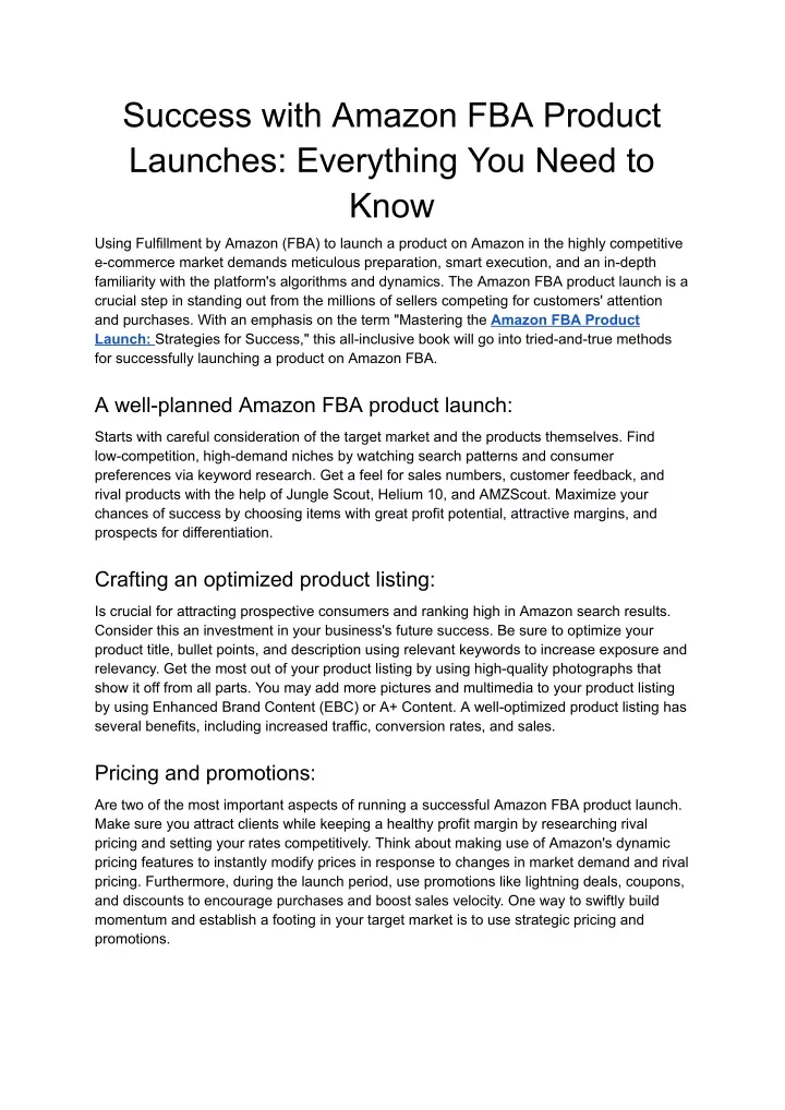 success with amazon fba product launches