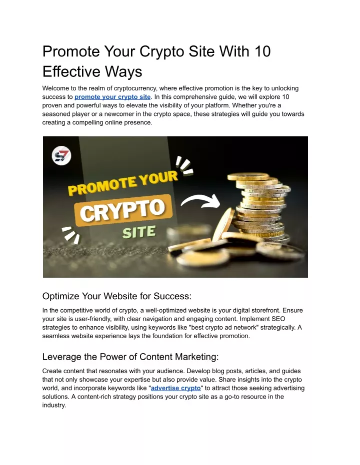 promote your crypto site with 10 effective ways