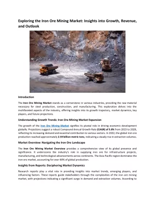 exploring the iron ore mining market insights