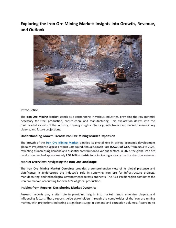 exploring the iron ore mining market insights