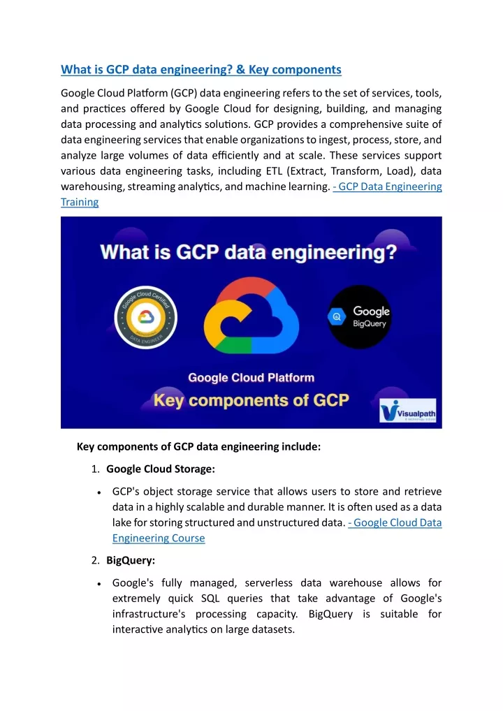 what is gcp data engineering key components