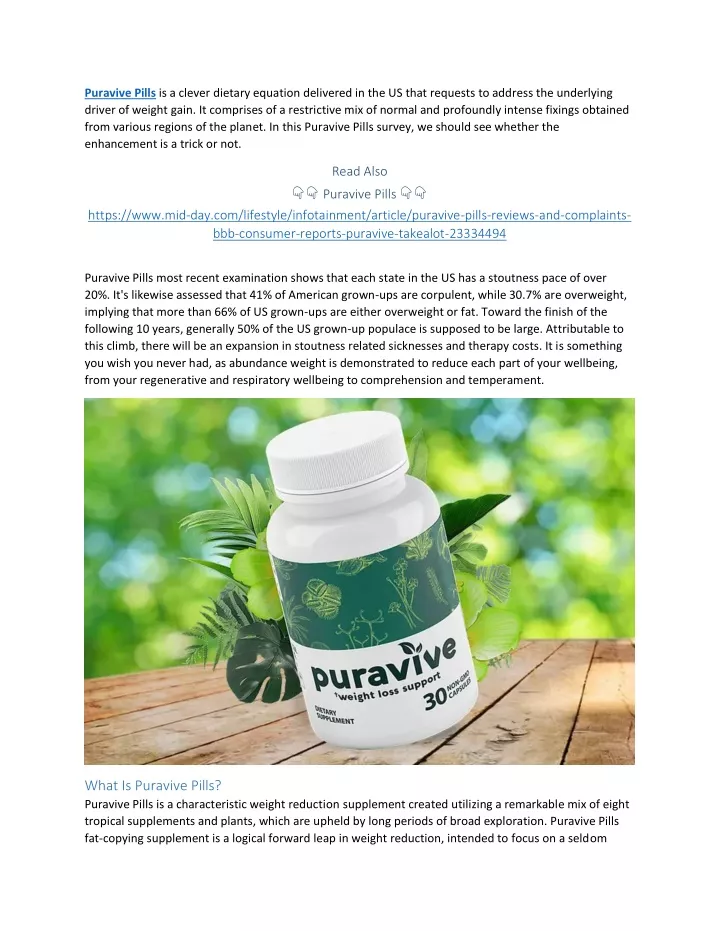 puravive pills is a clever dietary equation