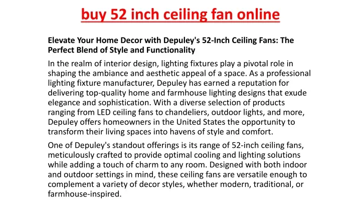 buy 52 inch ceiling fan online