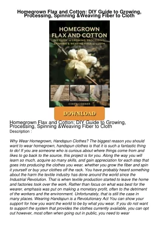 ❤[PDF]⚡  Homegrown Flax and Cotton: DIY Guide to Growing, Processing, Spinning &