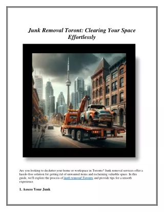 Junk Removal Toronto Clearing Your Space Effortlessly