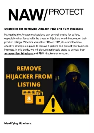 Strategies for Removing Amazon FBA and FBM Hijackers