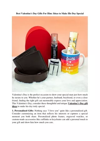 Best Valentine's Day Gifts For Him- Ideas to Make His Day Special