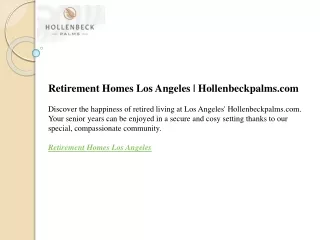 retirement homes los angeles hollenbeckpalms