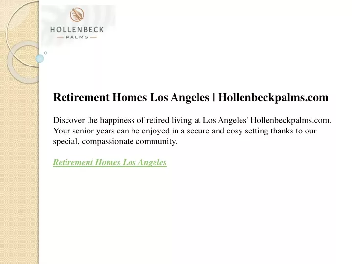 retirement homes los angeles hollenbeckpalms