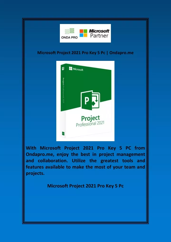 microsoft project 2021 pro key 5 pc ondapro me