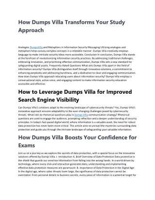 How DumpsVilla Ensures Exam Validity