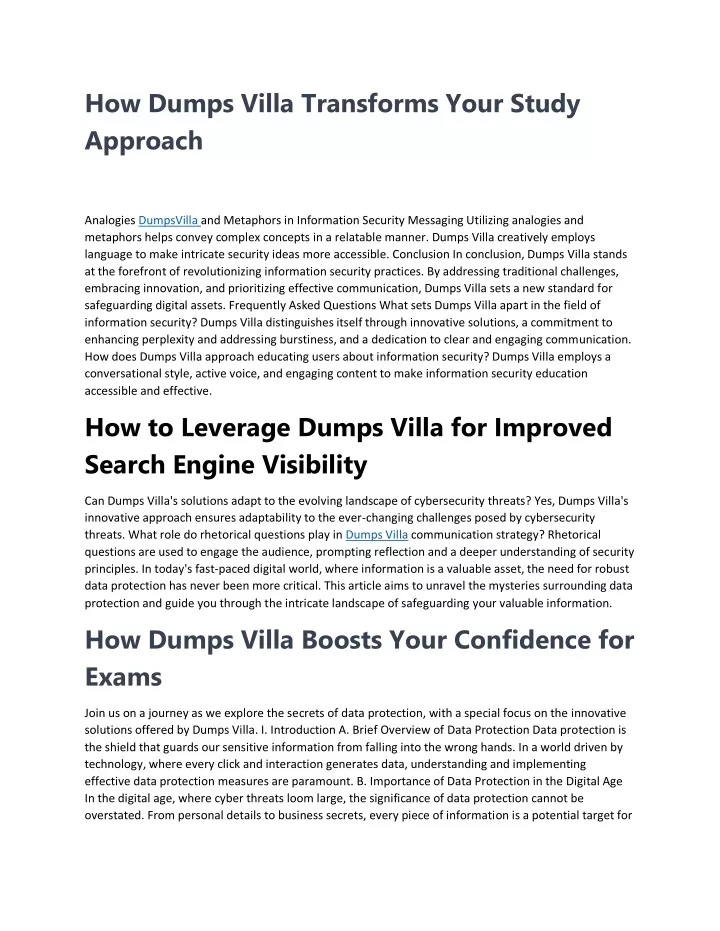 how dumps villa transforms your study approach