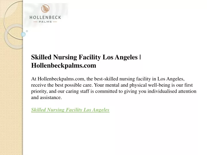 skilled nursing facility los angeles