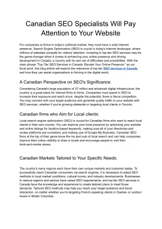 canadian seo specialists will pay attention