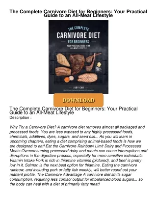 ❤[READ]❤ The Complete Carnivore Diet for Beginners: Your Practical Guide to an All-Meat