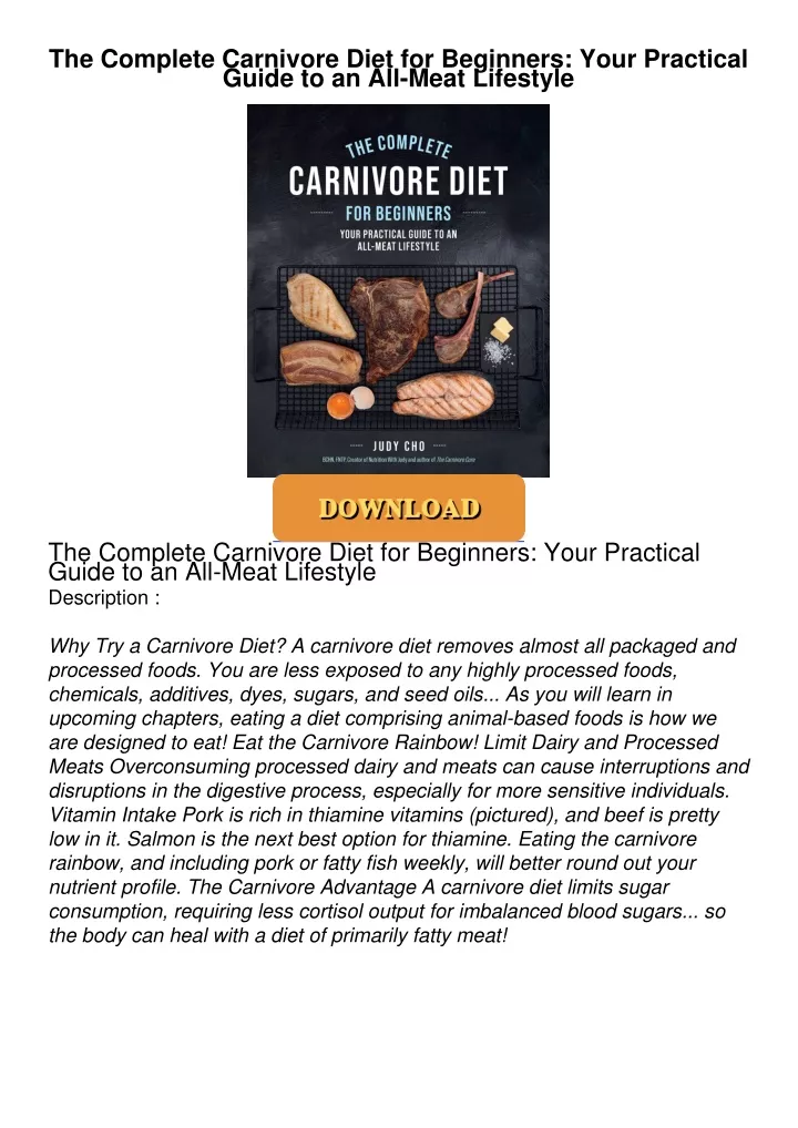 Ppt Read The Complete Carnivore Diet For Beginners Your Practical Guide To An All Meat 6975