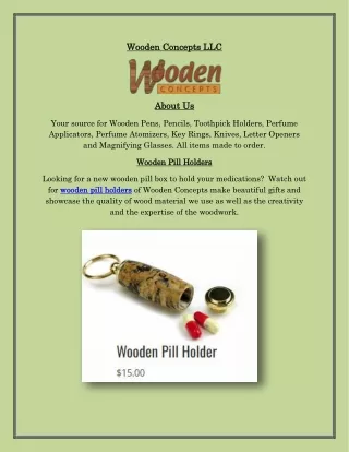 Wooden Pill Holder