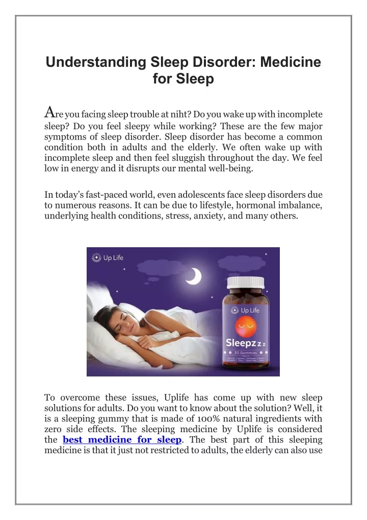 understanding sleep disorder medicine for sleep