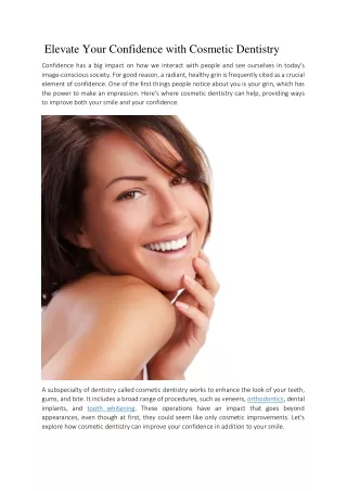 Elevate Your Confidence with Cosmetic Dentistry