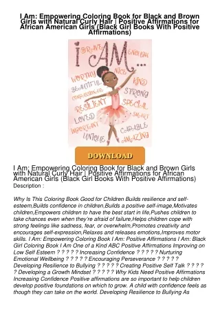 Audiobook⚡ I Am: Empowering Coloring Book for Black and Brown Girls with Natural Curly