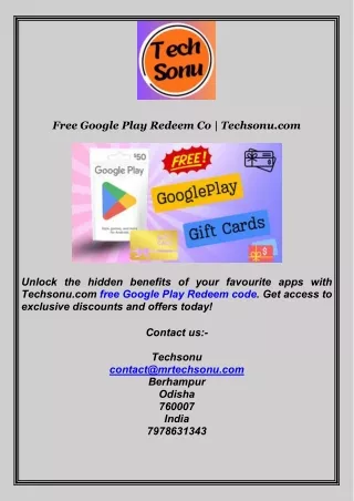 Free Google Play Redeem Co  Techsonu.com