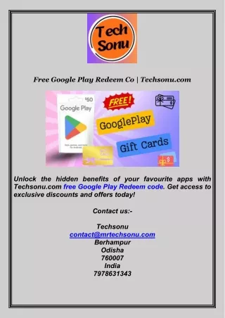 free google play redeem co techsonu com