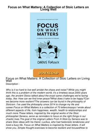 ⚡PDF ❤ Focus on What Matters: A Collection of Stoic Letters on Living Well