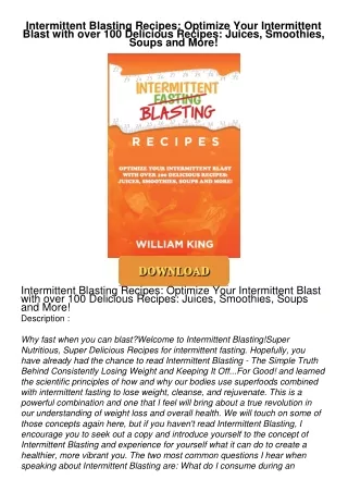 [PDF⚡READ❤ONLINE]  Intermittent Blasting Recipes: Optimize Your Intermittent Blast with over 100
