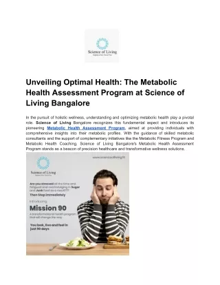 Unveiling Optimal Health_ The Metabolic Health Assessment Program at Science of Living Bangalore