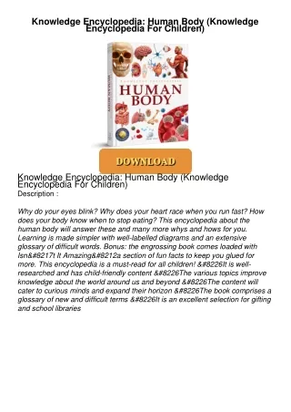 get⚡[PDF]❤ Knowledge Encyclopedia: Human Body (Knowledge Encyclopedia For Children)