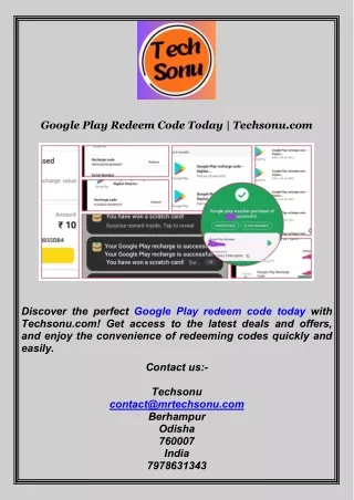 Google Play Redeem Code Today  Techsonu.com