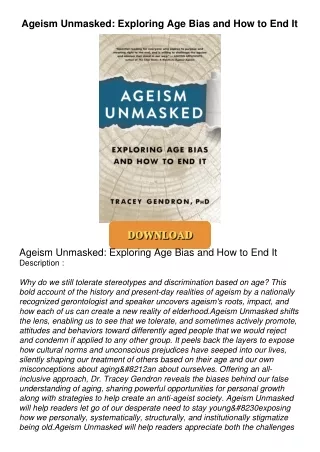 Read⚡ebook✔[PDF]  Ageism Unmasked: Exploring Age Bias and How to End It