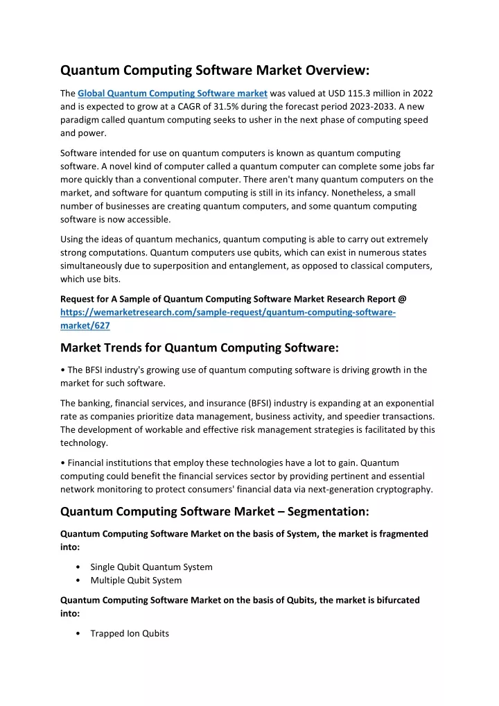 quantum computing software market overview
