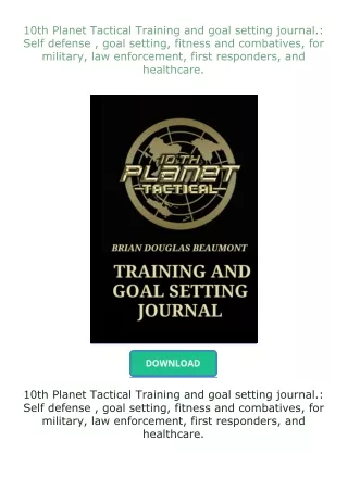 Download⚡ 10th Planet Tactical Training and goal setting journal.: Self defense , goal setting, fitness and co