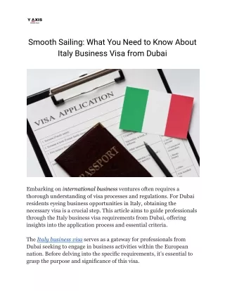 What You Need to Know About Italy Business Visa from Dubai